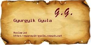 Gyurgyik Gyula névjegykártya